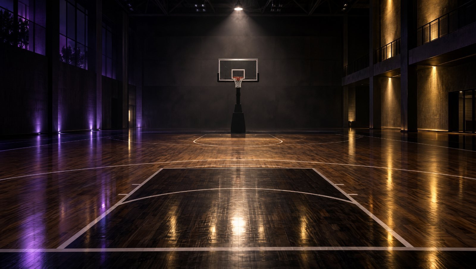 Empty court at night